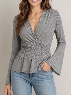 BOSS ORANGE Black & White Striped Blouse – Size S
